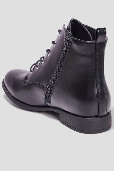 Bottines zippées à lacets noir femme