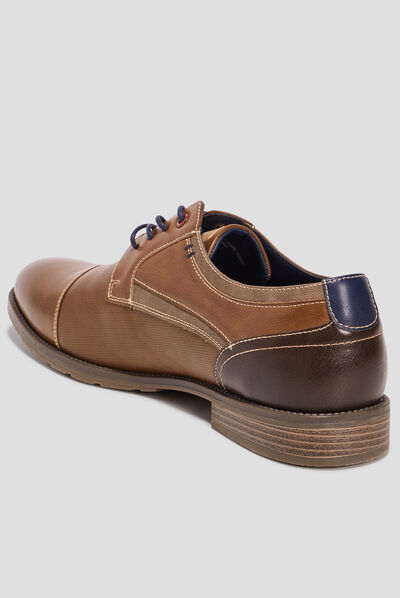 Derbies à lacets bout amande marron homme