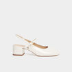 Ballerines &agrave; talons vernies blanc femme