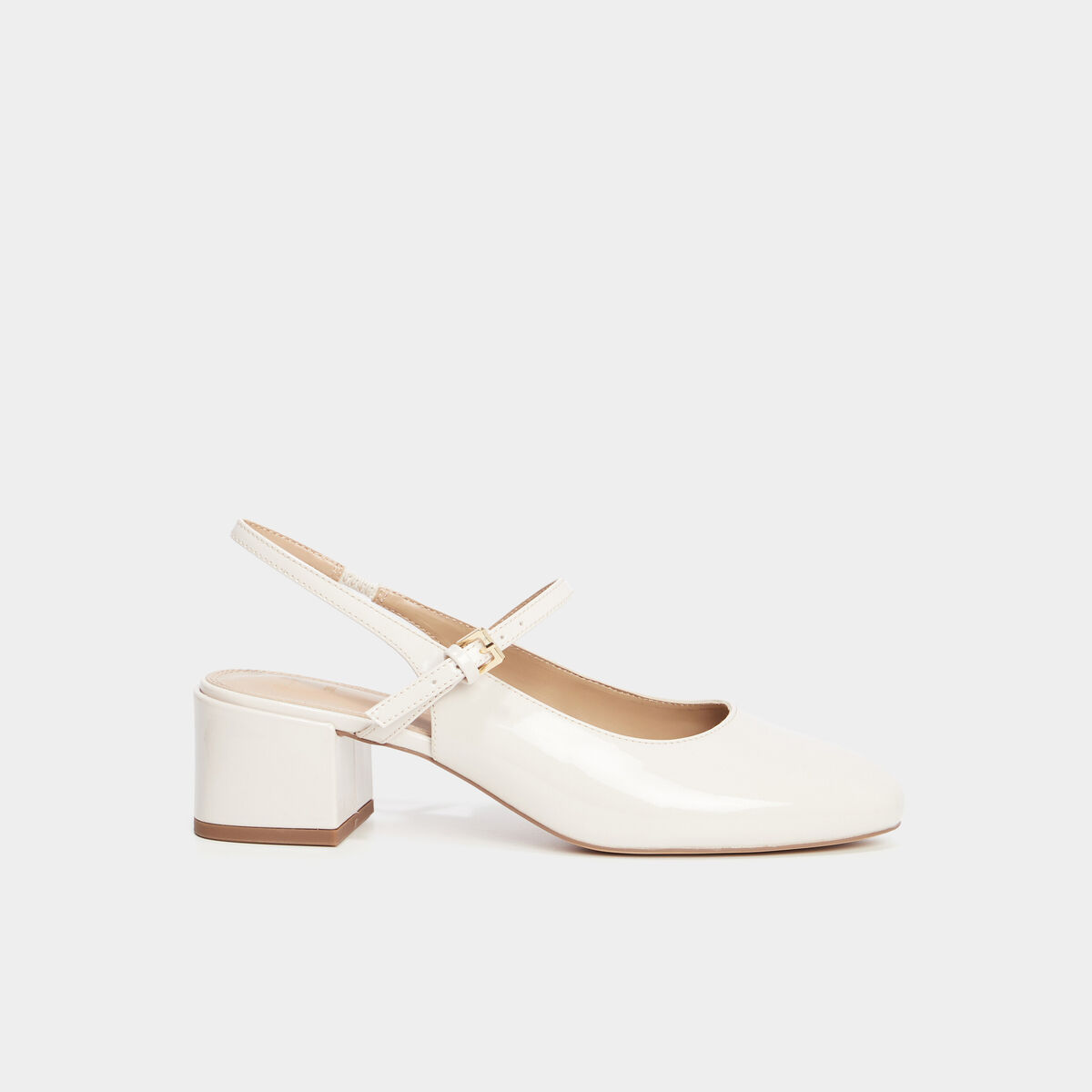 Ballerines &agrave; talons vernies blanc femme