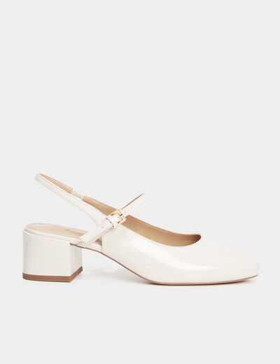 Ballerines &agrave; talons vernies blanc femme