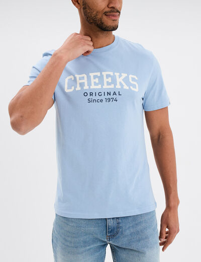 T-shirt manches courtes coton Creeks bleu ciel homme