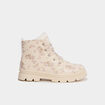 Boots fourr&eacute;es et crant&eacute;es &agrave; lacets creme fille