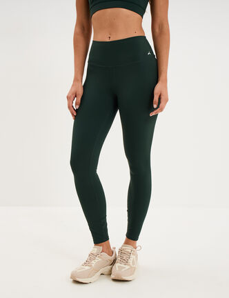 Legging de sport gainant taille haute vert fonc&eacute; femme