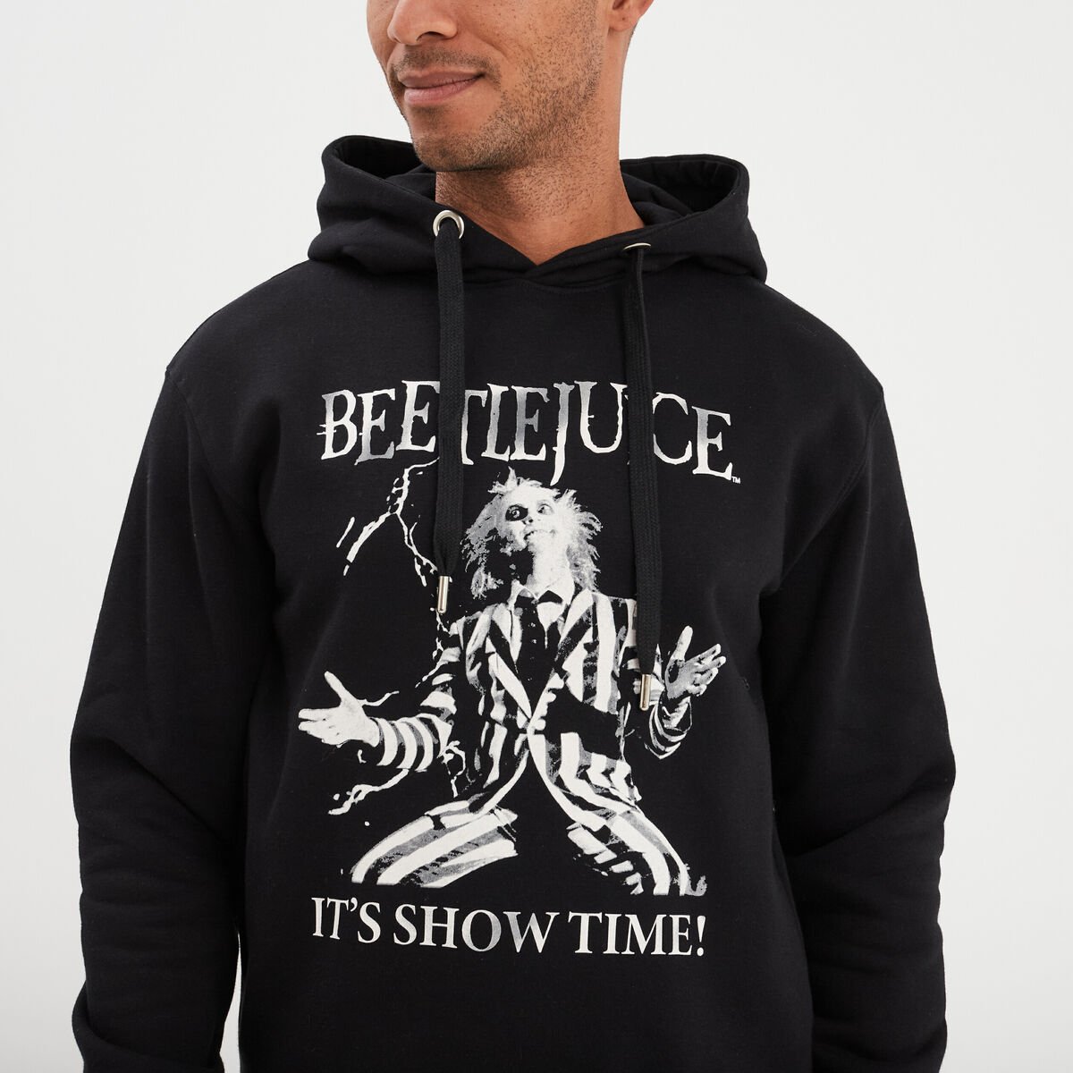 Sweat à capuche hoodie coton Beetlejuice noir homme