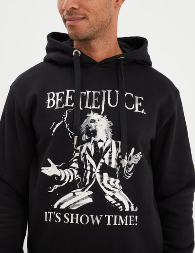Sweat à capuche hoodie coton Beetlejuice noir homme