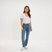 T-shirt manches courtes col en V coton bleu clair femme