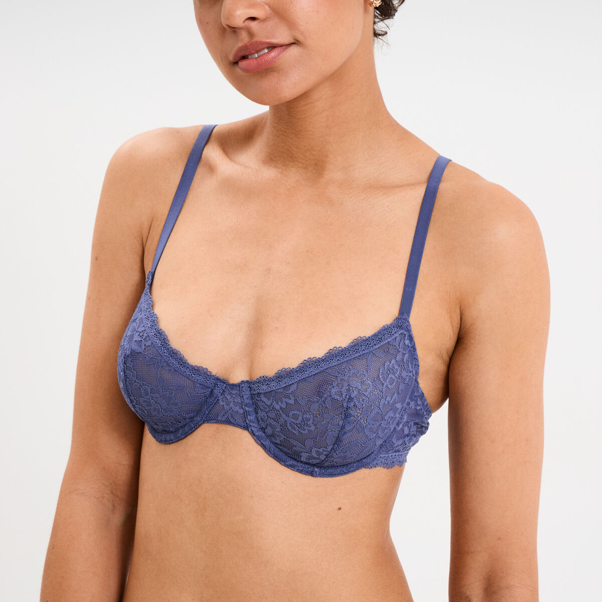 Soutien-gorge emboîtant dentelle bleu gris femme