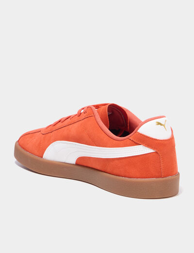 Tennis basses &agrave; lacets en cuir Puma Club orange fonc&eacute; homme
