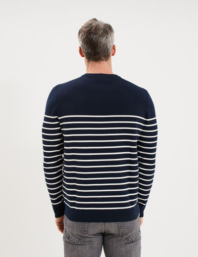 Pull col rond manches longues bleu marine homme