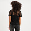 T-shirt dentelle manches courtes noir femme