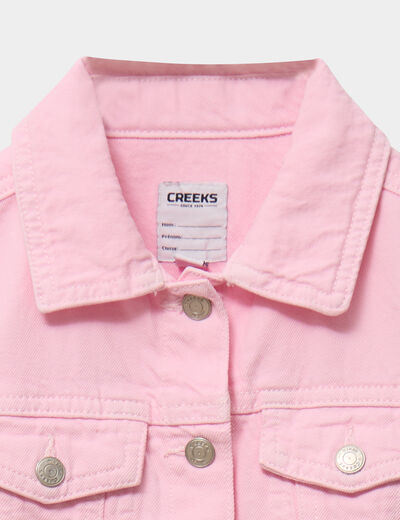 Veste boutonn&eacute;e coton rose fille