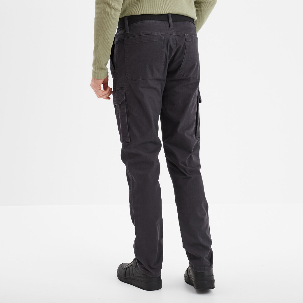 Pantalon cargo ceintur&eacute; Trappeur gris fonc&eacute; homme