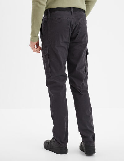 Pantalon cargo ceintur&eacute; Trappeur gris fonc&eacute; homme