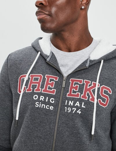 Sweat zippé à capuche Creeks gris foncé homme
