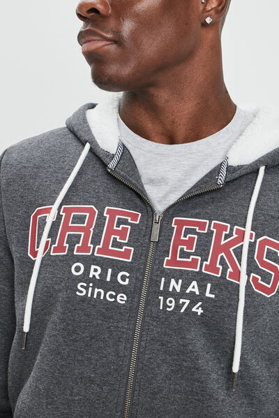 Sweat zippé à capuche Creeks gris foncé homme