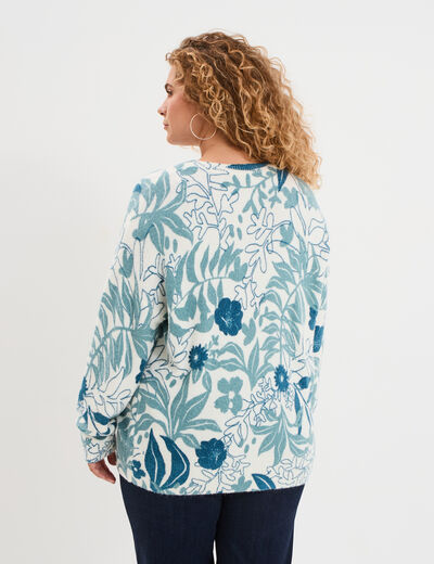 Pull col rond manches longues ecru femme grande taille