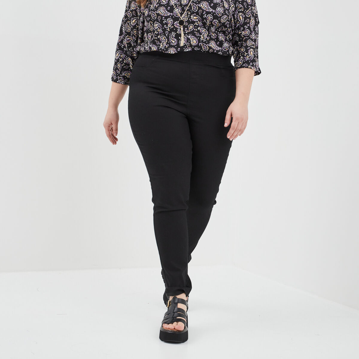 Jegging taille élastiquée grande taille noir femme grande taille