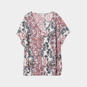 t shirt col en v manches courtes ecru femmegt T-shirt col en V manches courtes ecru femme grande taille