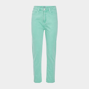 Pantalon coupe mom bleu turquoise femme