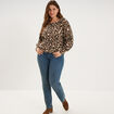 Pull manches longues col rond beige femme grande taille