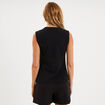 Veste sans manches boutonn&eacute;e col rond noir femme