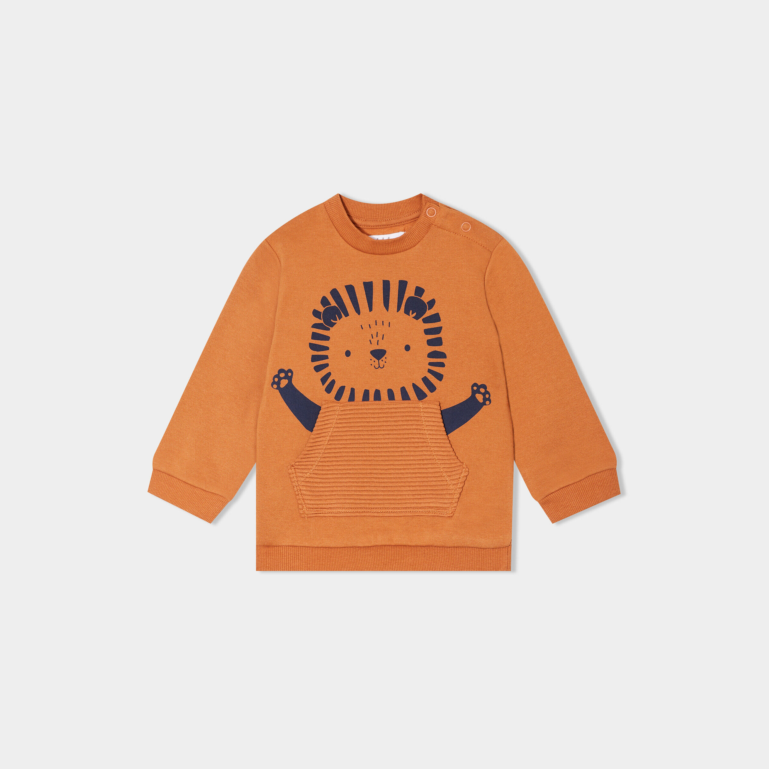 Sweat avec poche manches longues marron cognac bébé garçon LH