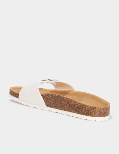 Mules anatomiques &agrave; bride avec boucle blanc femme