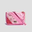Sac bandoulière bi-matière rose fushia femme