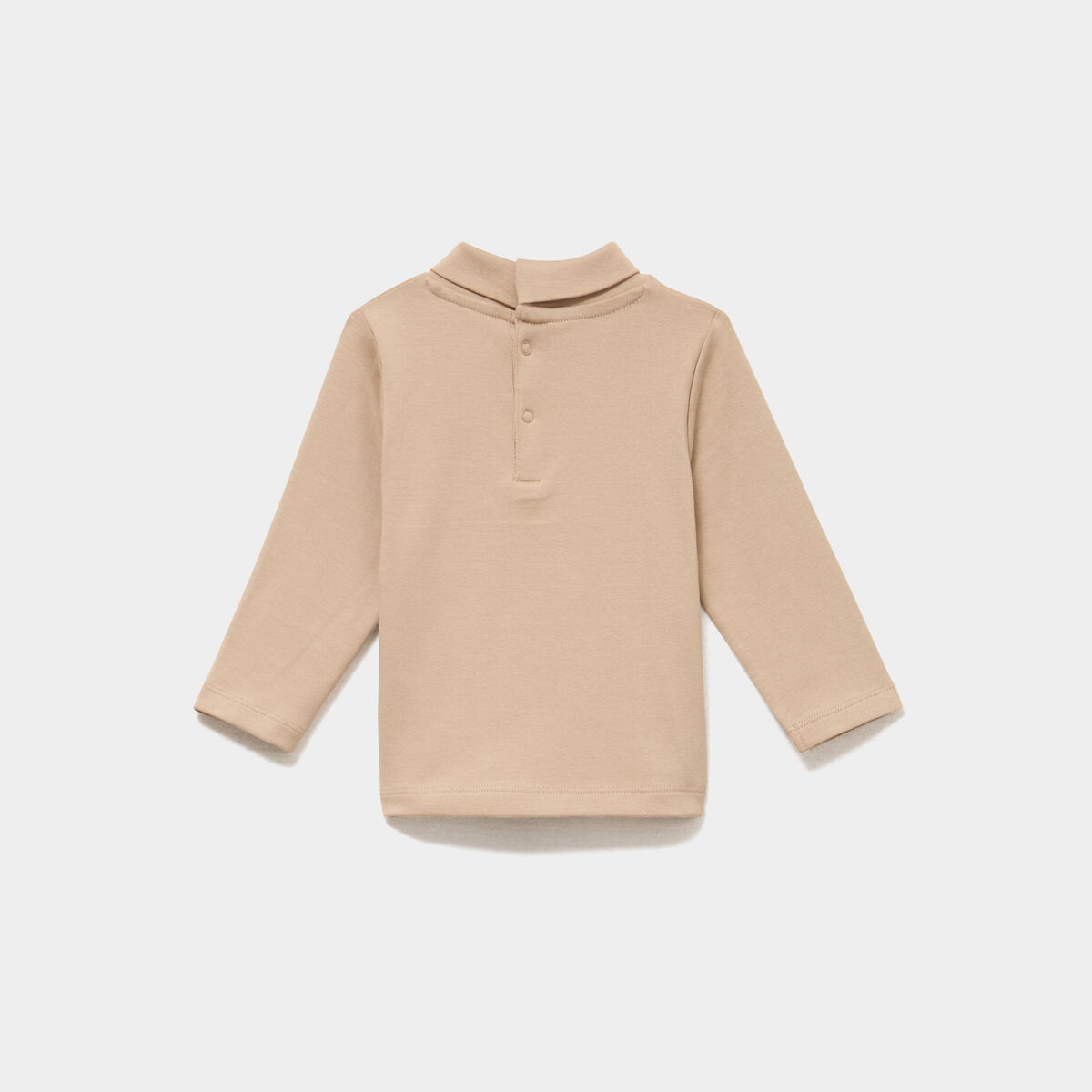 Lot 2 t-shirts col roul&eacute; boutonn&eacute; dos sable b&eacute;b&eacute; gar&ccedil;on