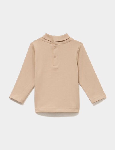 Lot 2 t-shirts col roul&eacute; boutonn&eacute; dos sable b&eacute;b&eacute; gar&ccedil;on