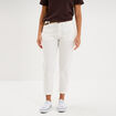 Pantalon chino 7/8&egrave;me ceinture tress&eacute;e ecru femme