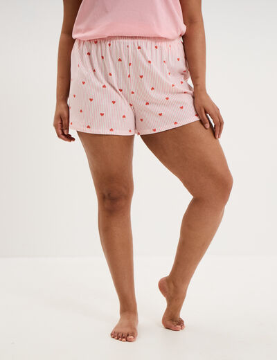 Bas de pyjama short coton ecru femme grande taille