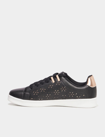 Tennis basses perforées Creeks noir femme