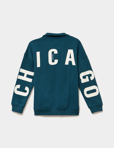 Sweat col camionneur avec poches bleu canard gar&ccedil;on