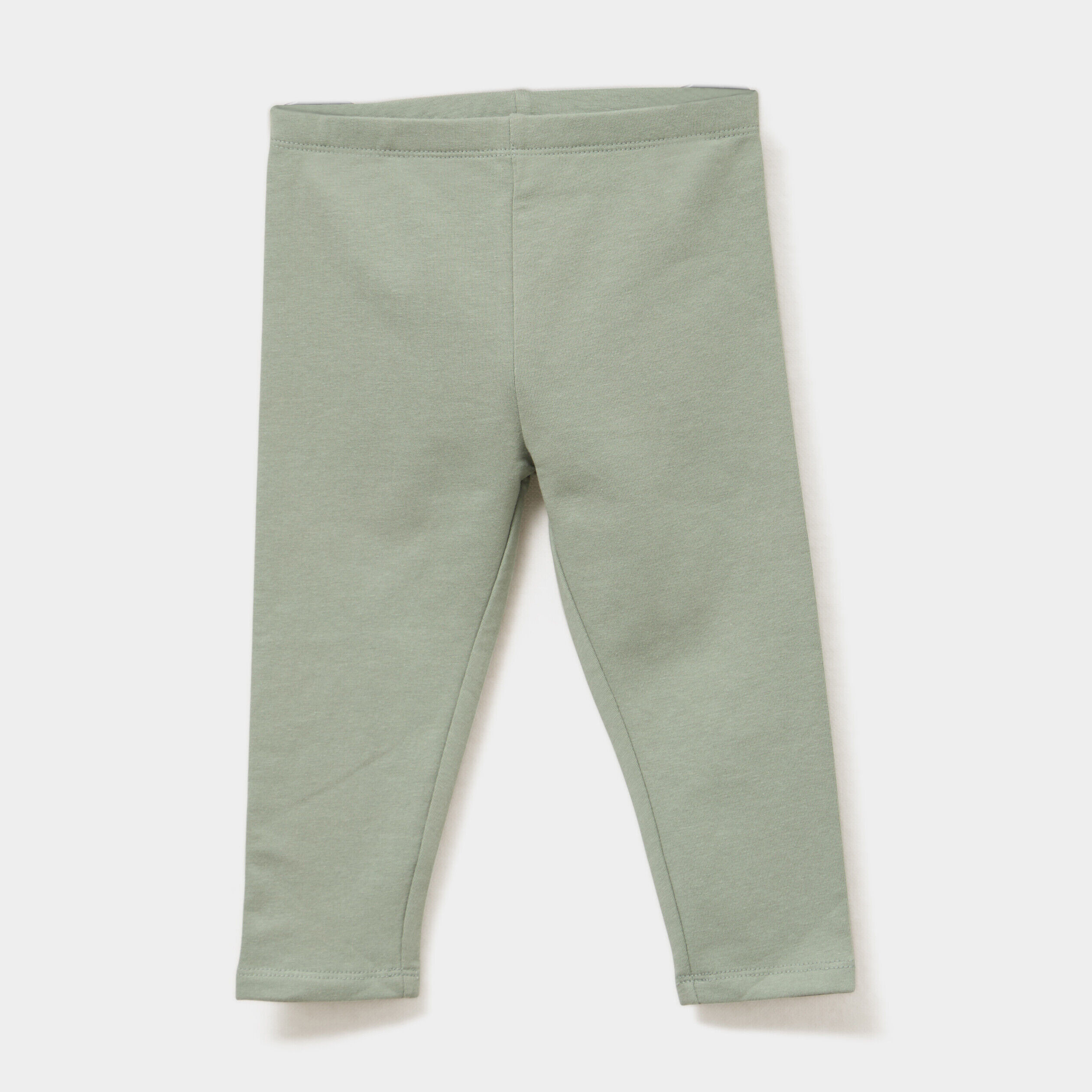Legging doublé coton vert kaki bébé fille LH