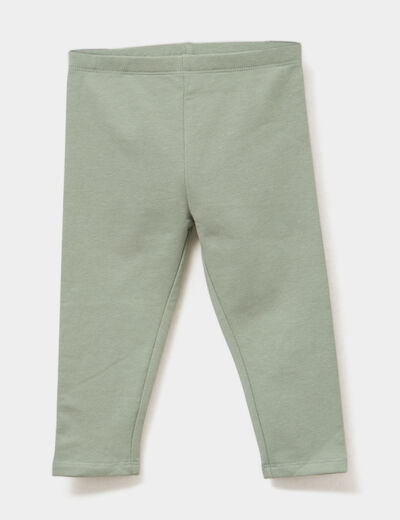 Legging doublé coton vert kaki bébé fille