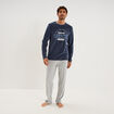 Ensemble pyjama velours t-shirt pantalon bleu homme