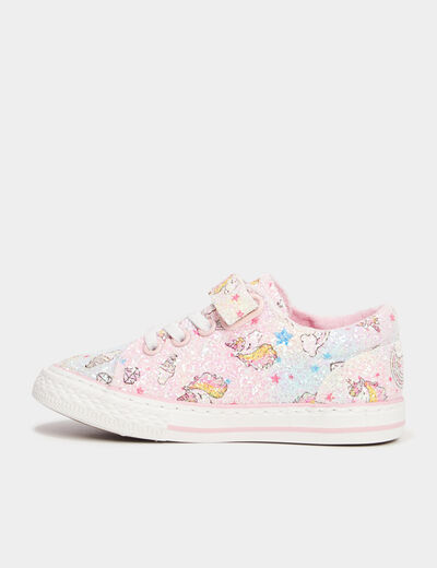 Tennis basses paillettes et scratchs multicolore fille