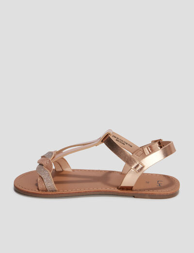 Sandales plates jaune or fille