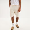 Bermuda textur&eacute; coupe droite coton ecru homme