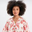 Blouse manches courtes papillons coton ecru femme