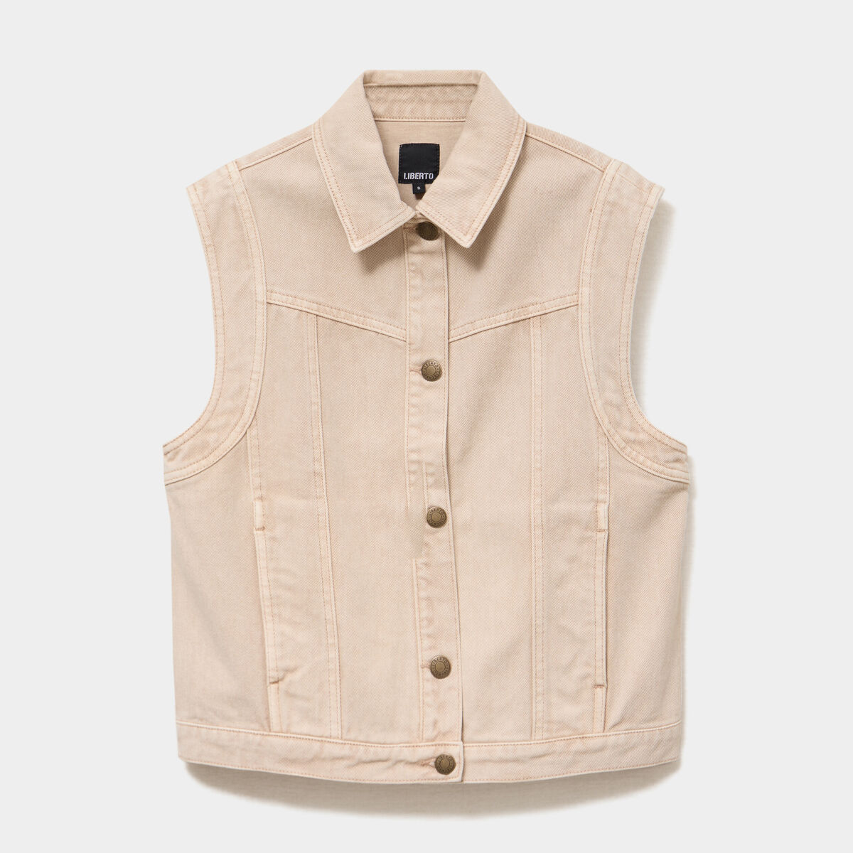 Veste en jean sans manches coton sable femme