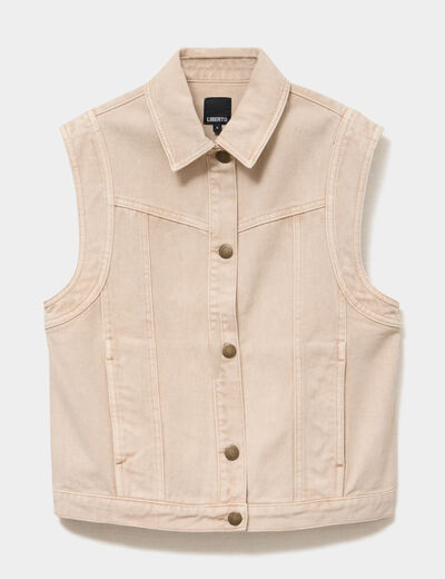 Veste en jean sans manches coton sable femme