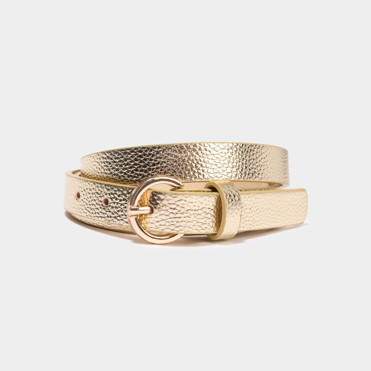 Ceinture avec boucle ronde couleur or femme