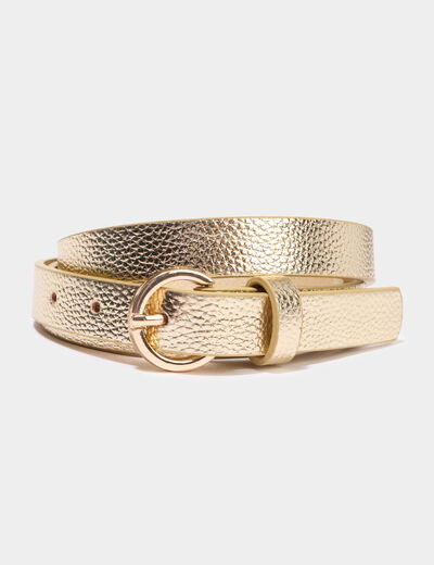 Ceinture avec boucle ronde couleur or femme