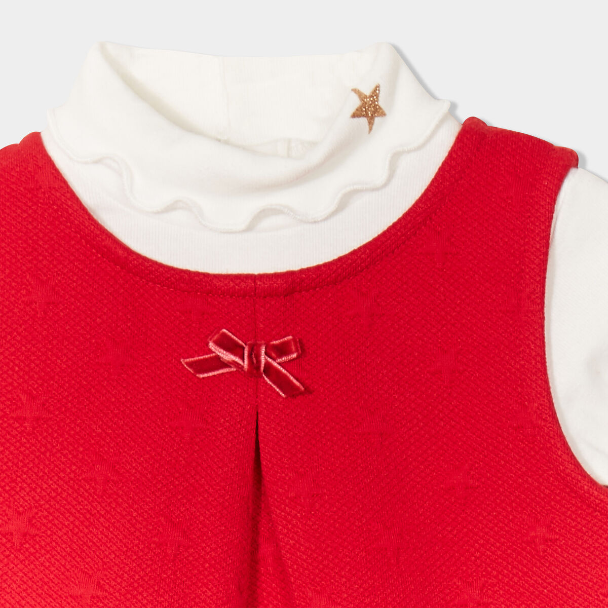 Ensemble 2 pi&egrave;ces robe et sous pull No&euml;l rouge b&eacute;b&eacute; fille