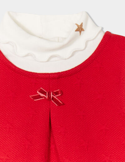 Ensemble 2 pièces robe et sous pull Noël rouge bébé fille
