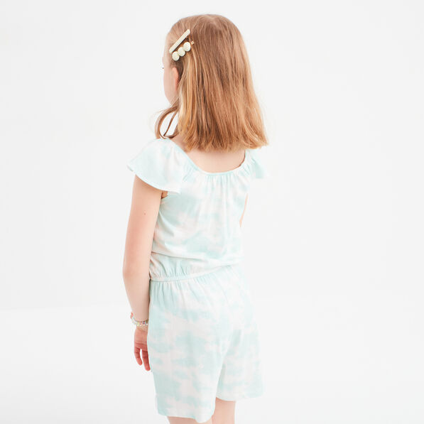 combishort avec manches volants bleu turquoise fille Combishort avec manches volants bleu turquoise fille