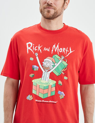 T-shirt manches courtes Rick et Morty rouge homme